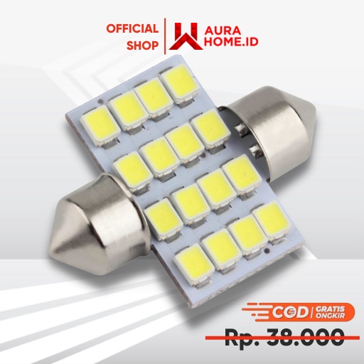 Lampu Mobil LED Super White 31mm Festoon 16 SMD 1210 2 PCS / Lampu Kabin Atap Plafon Plapon Interior