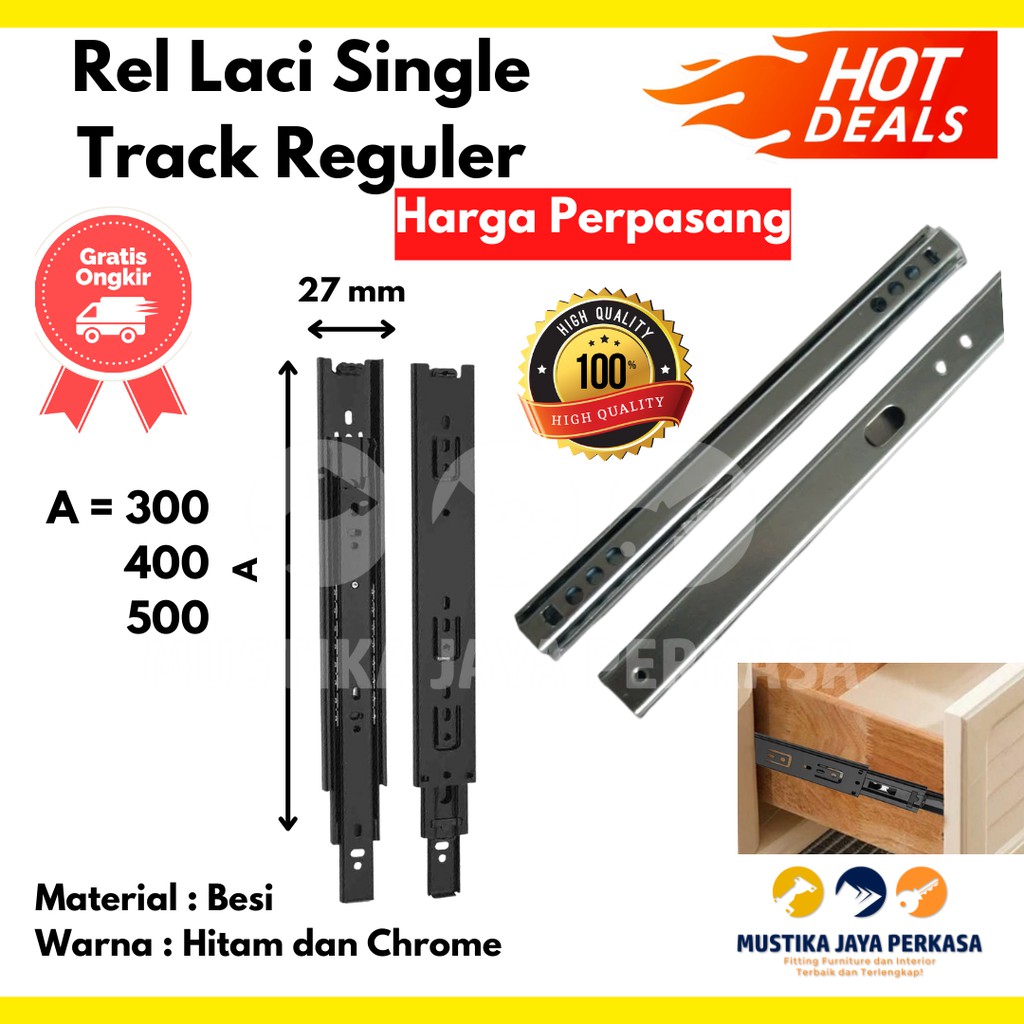 Rel Laci Roda Single Track Hitam Lenaga Huben Elco Taco