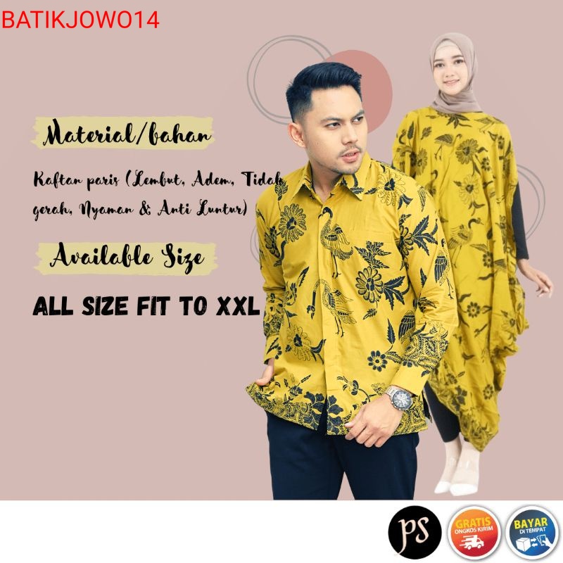 Batik jowo CPL ANGSAKUNING Batik Kaftan Paris set Kemeja Batik Solo Pria Lengan Panjang
