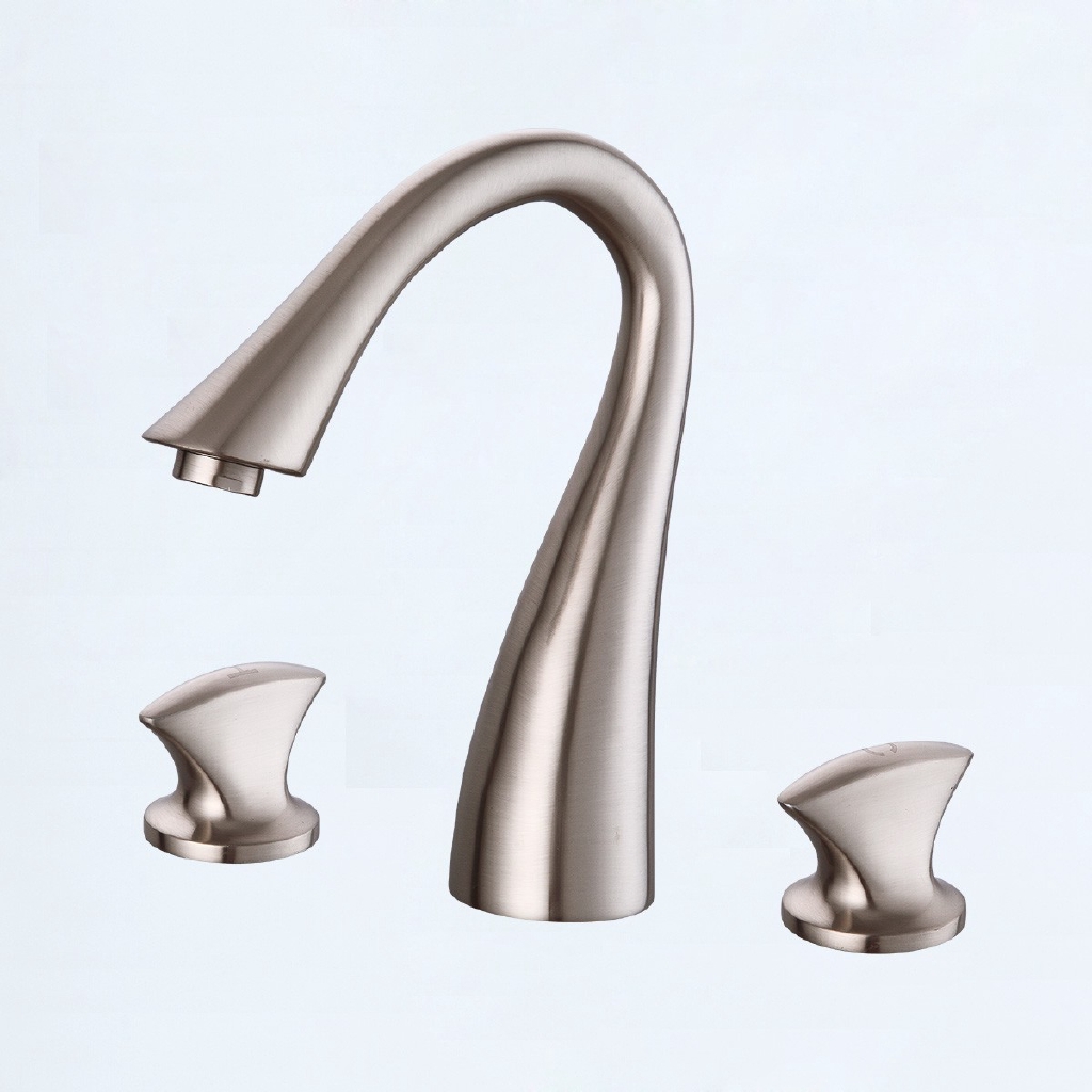 Special Price Bathroom Sink Faucet Widespread Nickel Brushed Widespread Two Handles Three Holes Bath Taps Brass Shopee Indonesia