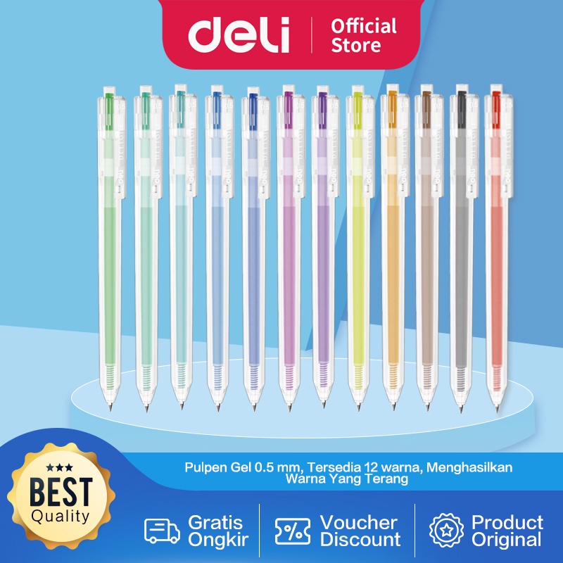 

Deli Gel Pen / Pulpen Gel 0.5 mm Berbagai Macam Warna EG118