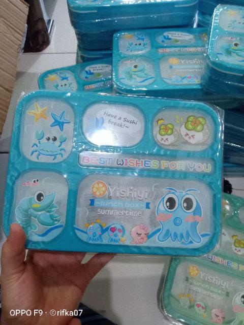 Sale Promo !! Lunchbox Yooyee 589 Pink Blue Bento 5 Sekat - Kotak Bekal Anti Tumpah