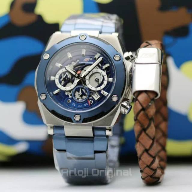 JAM TANGAN PRIA CHRONOFORCE 5297G-2 SILVER BLUE FREE GELANG. GARANSI RESMI 1TAHUN