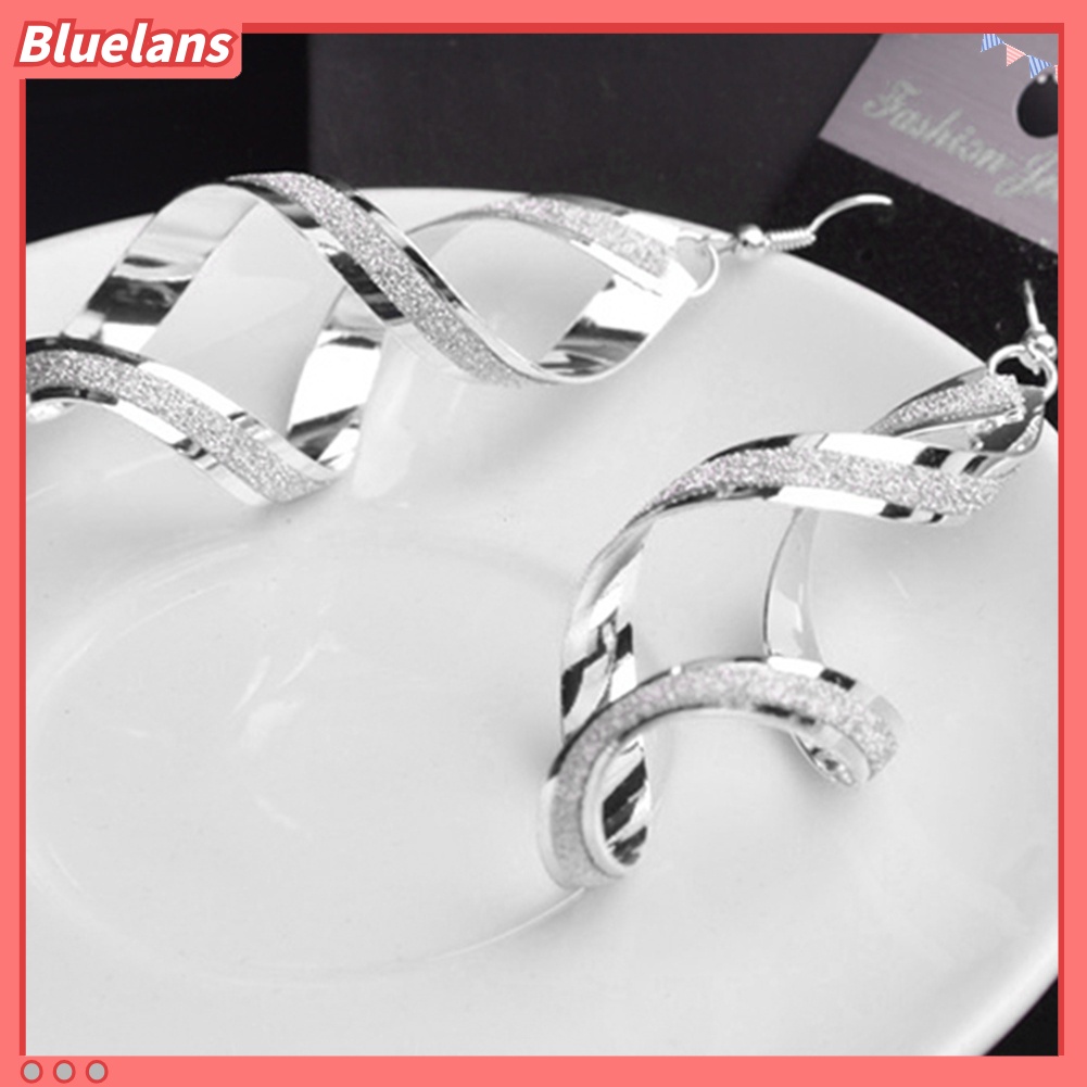 Bluelans Women Spiral Scrub Hook Dangle Earrings Wedding Engagement Bridal Jewelry Gift