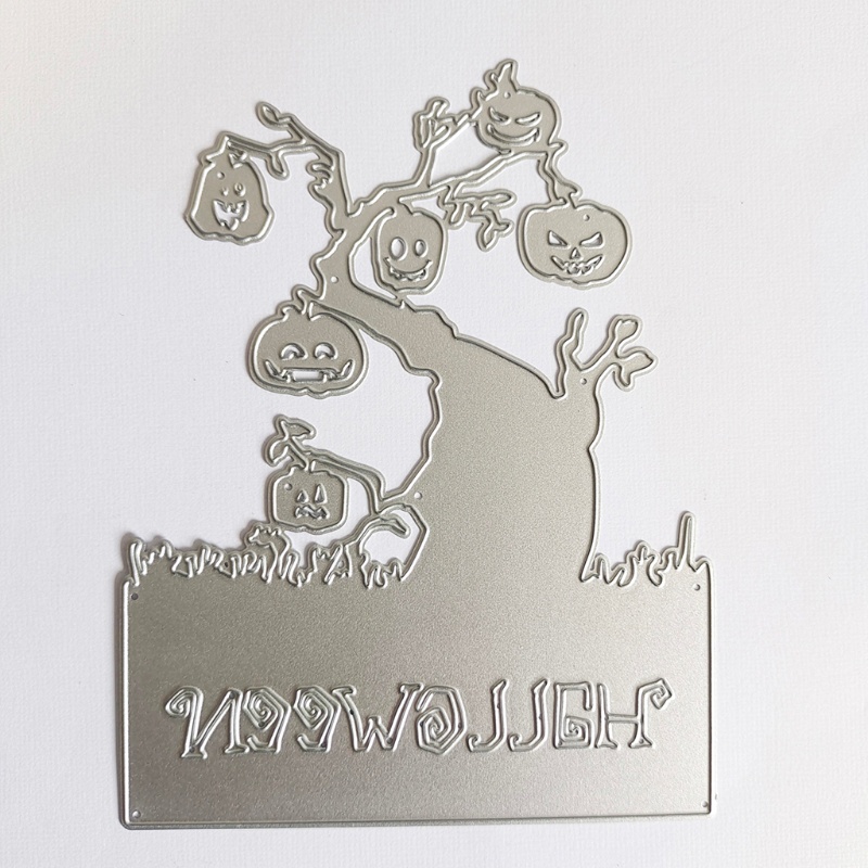 Cetakan Stensil Cutting Dies Motif Labu Halloween Bahan Metal Untuk Scrapbook / Craft DIY