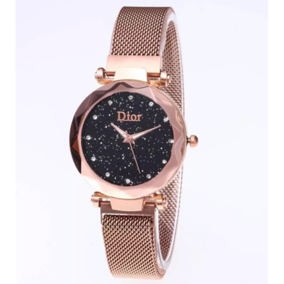 Jam Tangan Wanita permata Magnet Mata Satu Case Rosegold Ready 4 Warna D427