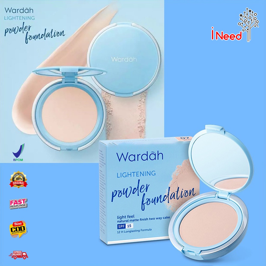 (INEED) WARDAH Lightening Two Way Cake SPF 15 | Wardah Lightening Powder Foundation Light Feel 12gr