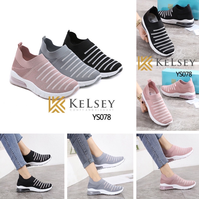 NICOLE SEPATU KELSEY #YS078 SEPATU FLYKNIT SHOES SEPATU WANITA IMPORT  SEPATU AIR BOOST FLIKNIT SPORT NEYLON