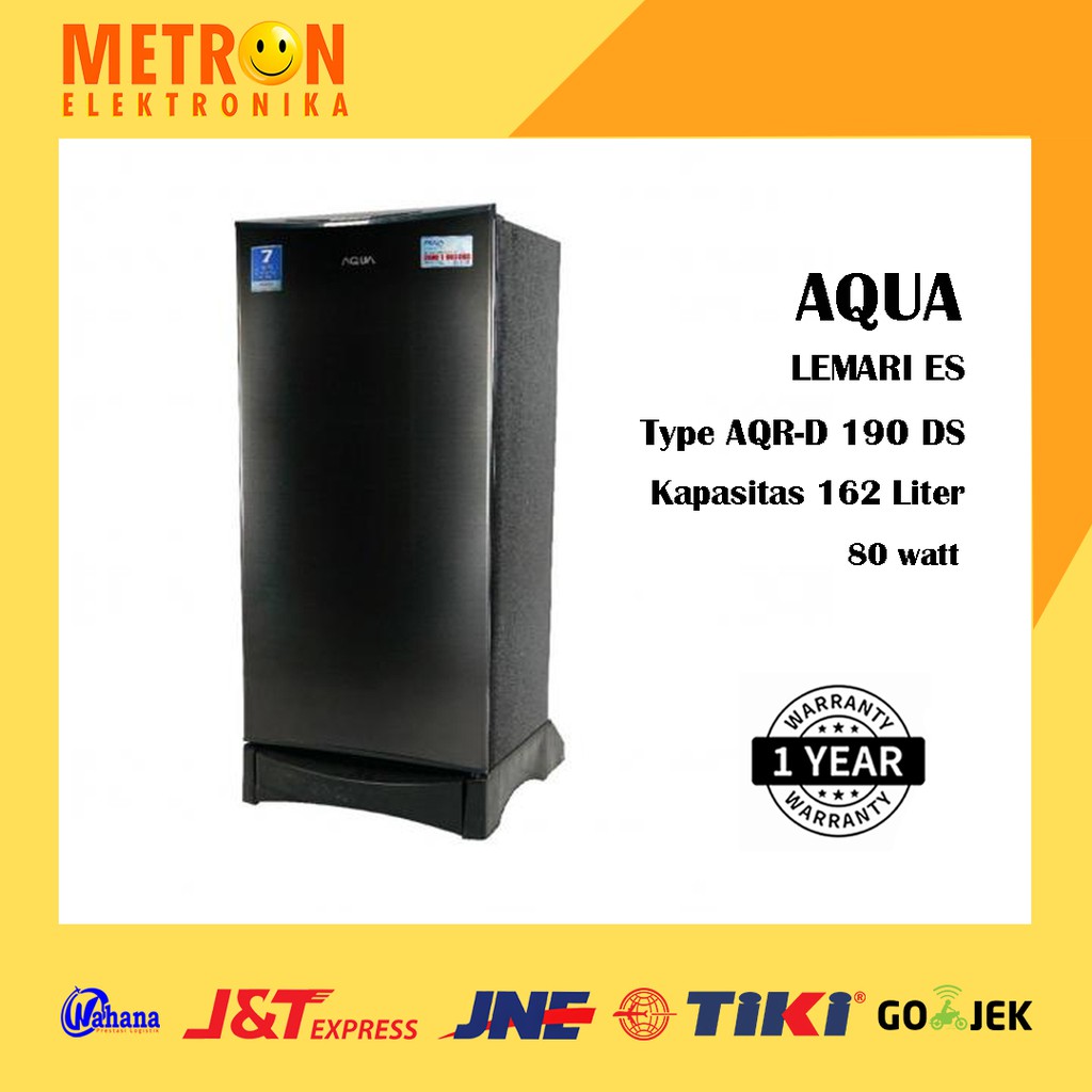 AQUA AQR D 190 DS / KULKAS LEMARI ES 1 PINTU 162 LITER 80 WATT / AQRD190DS