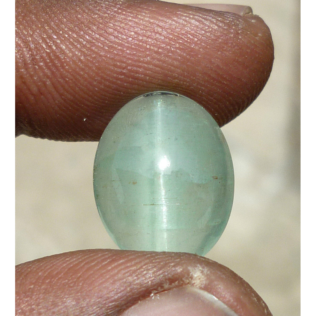 Natural Aquamarine Cat's Eye Lite Green Cabochon 9.98Ct AQ007