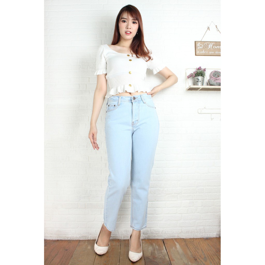 HipNop AGNES CELANA JEANS BOYFRIEND DENIM WANITA PLAIN POLOS CEWE CEWEK PAKAIAN WANITA BEST SELLER