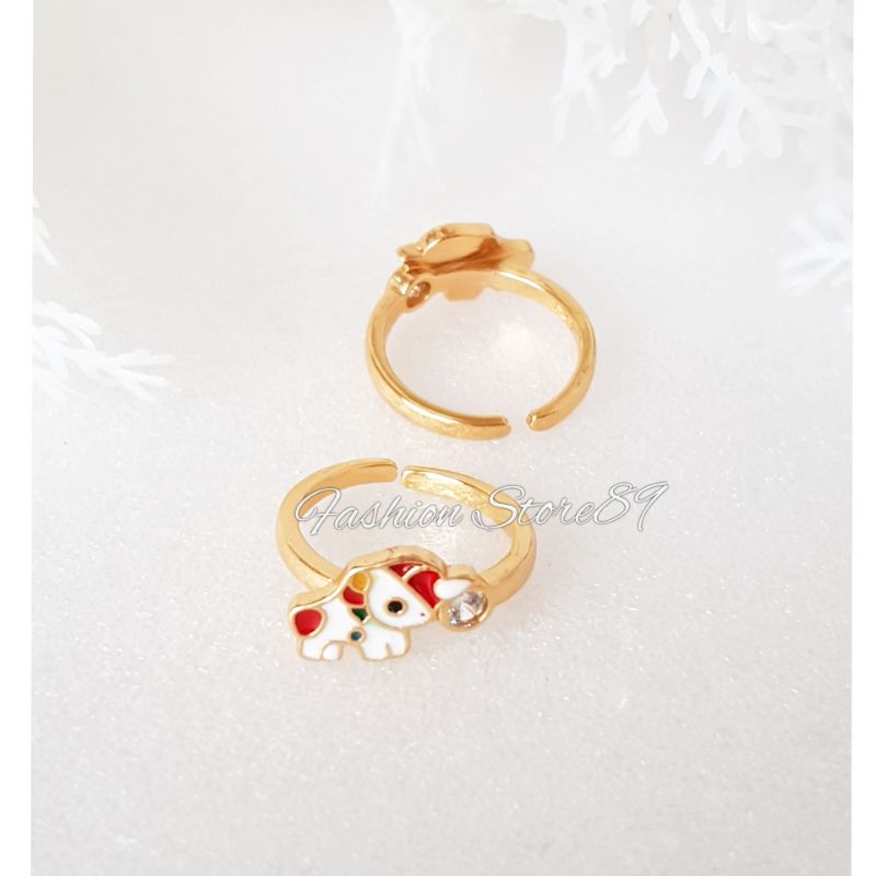 Ready Cincin Anak Kudaponi Permata Free Size Perhiasan Lapis Emas Yaxiya Impor