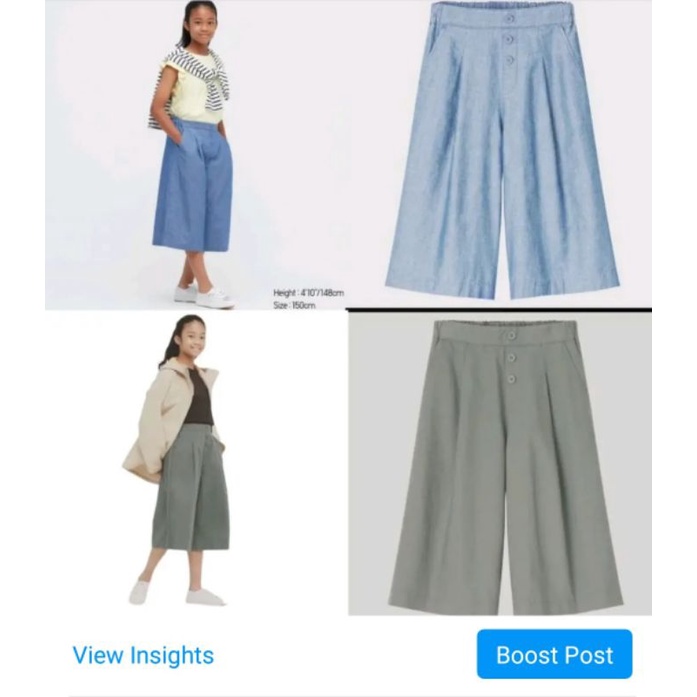 celana kulot uniqlo anak perempuan