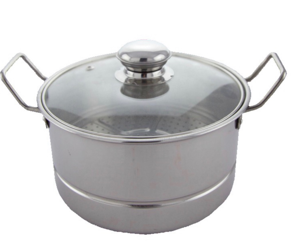 Dandang Steamer Kukusan Stainless Muliya Tutup Kaca 24 Cm