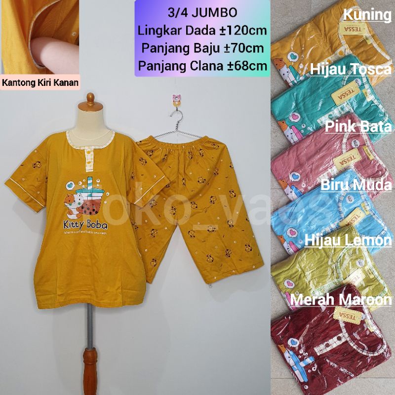BABYDOLL TESSA 3/4 JUMBO DEWASA / BAJU TIDUR WANITA JUMBO