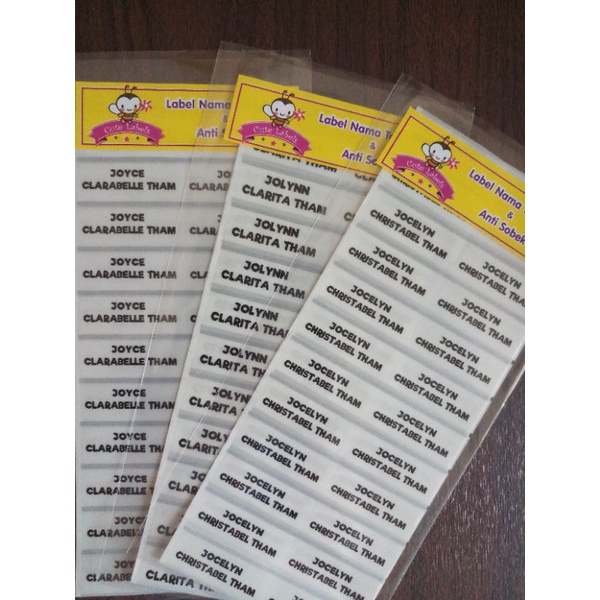 

Label nama waterproof Cute Label motif transparant
