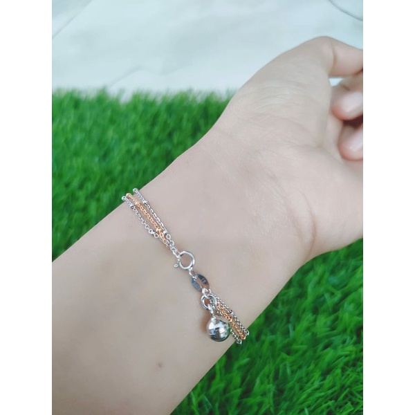 GELANG PERAK ASLI SILVER 925 LAPIS EMAS/GELANG TANGAN RANTAI JEDAR 3 LAYER+1BEL/ASLI SILVER/FASHION WANITA TERBARU