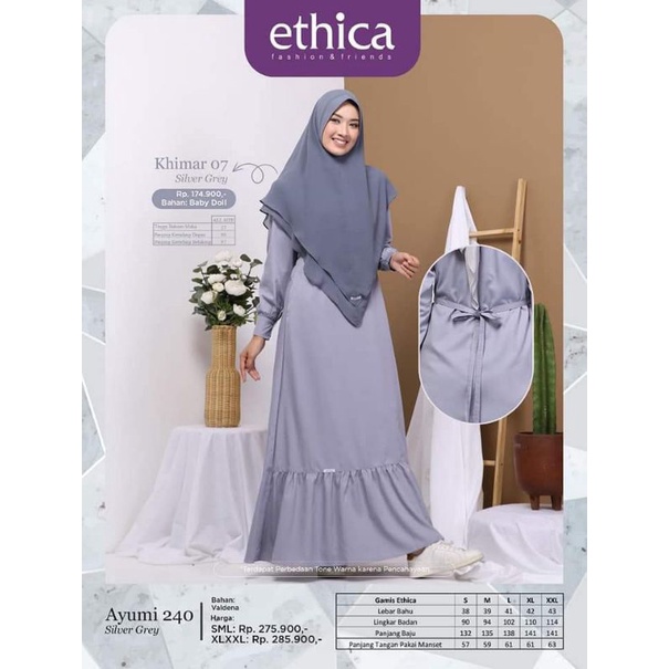 GAMIS ETHICA TERBARU AYUMI 240 GAMIS KATUN TOYOBO ELFA FAWN BARK SARIMBIT ETHICA BAJU  MUSLIM TERBAR