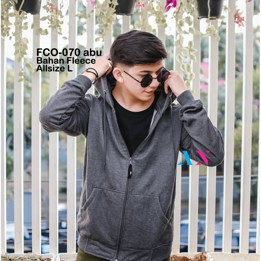 AA1 - Jaket Polos Fleece Tebal Cowok Pria || COD || L XL XXL || FCO-070