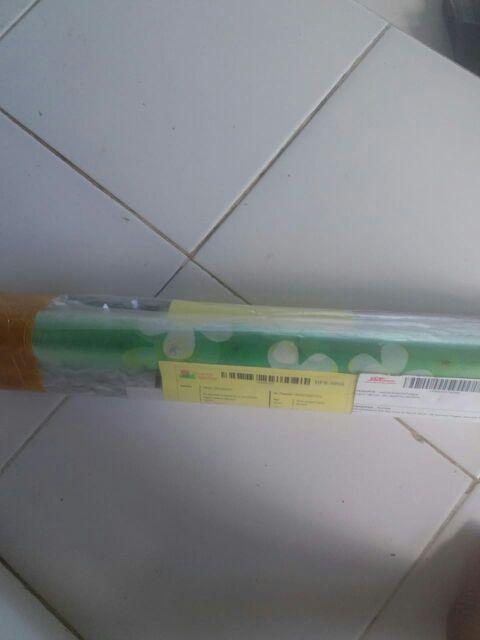Kc014 Green N White Flower Sandblast Sticker Kaca  45cm X 5m