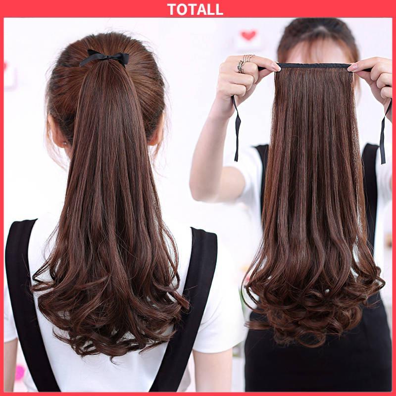 COD Wig Ponytail Panjang Keriting Lace-up Jenis Gelombang Besar Realistis Potongan Wig Alami-Totall