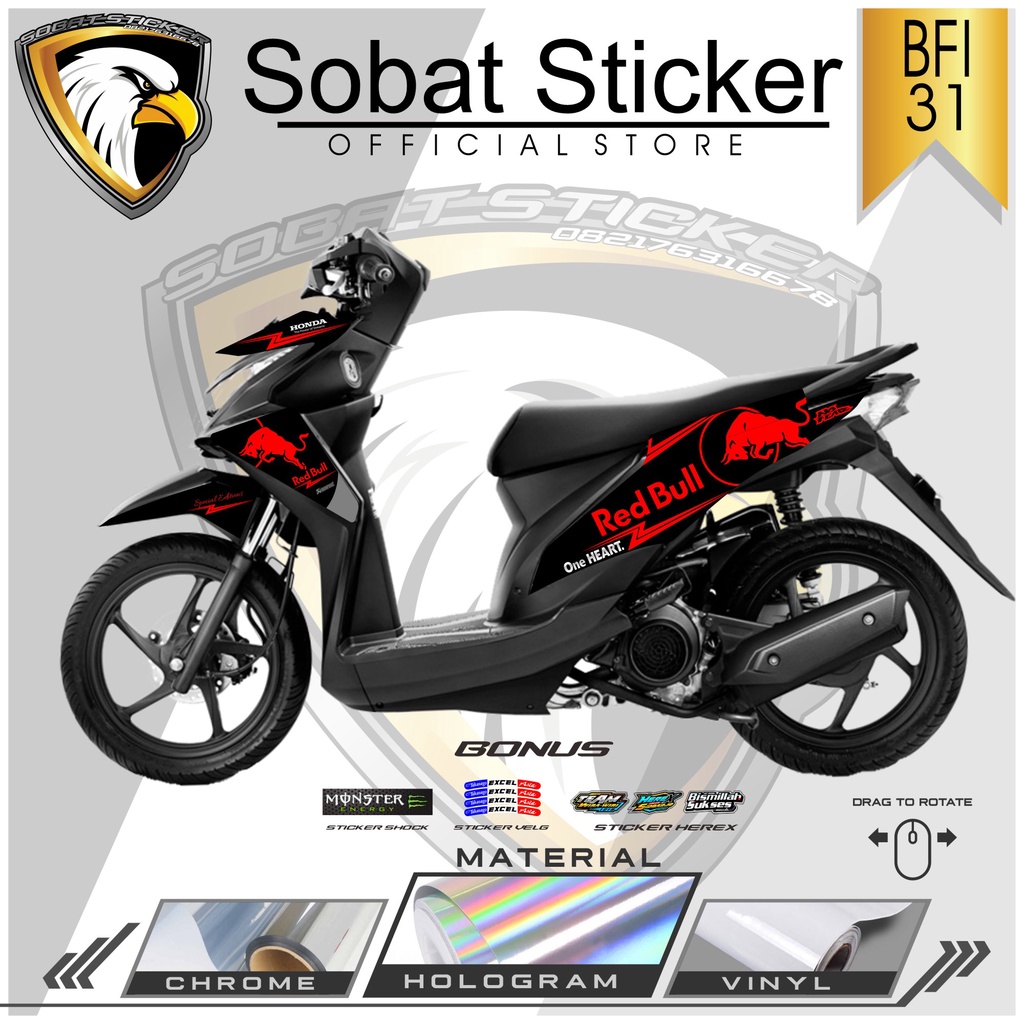 STRIPING BEAT FI 2012-2016- STRIPING HOLOGRAM HONDA BEAT FI 2012-2016 RED BULL