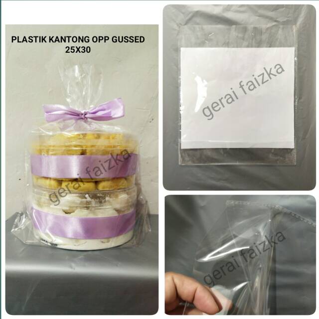 

Plastik kantong Opp Gussed tanpa lem 25x30