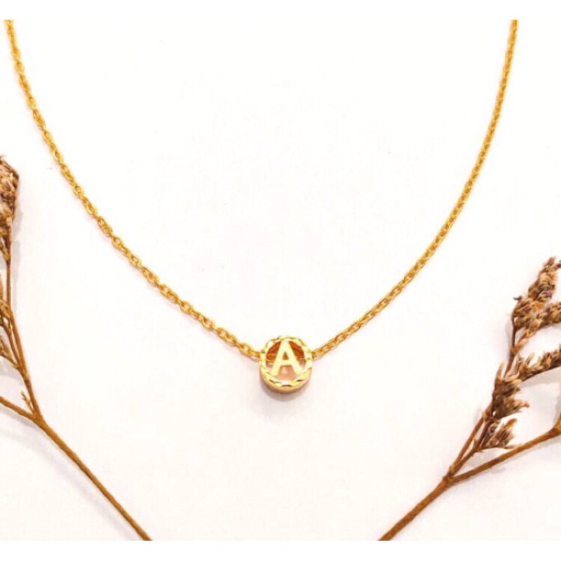 Kalung Emas Inisial Huruf A Bulat Elegant Kadar 875