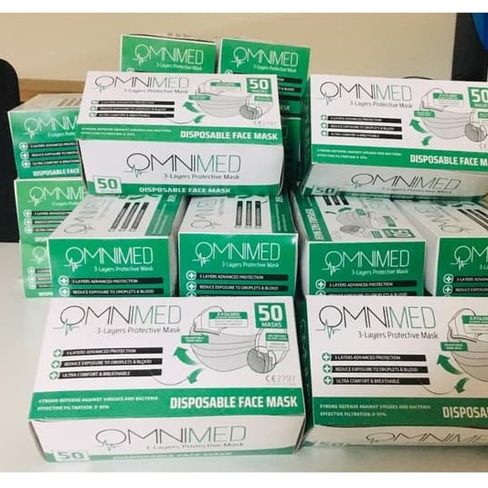 BALI 50pcs Masker Medis 3 Ply Layer Anti Virus non Kain Medis Bedah Omnimed Korea KF94 KN95