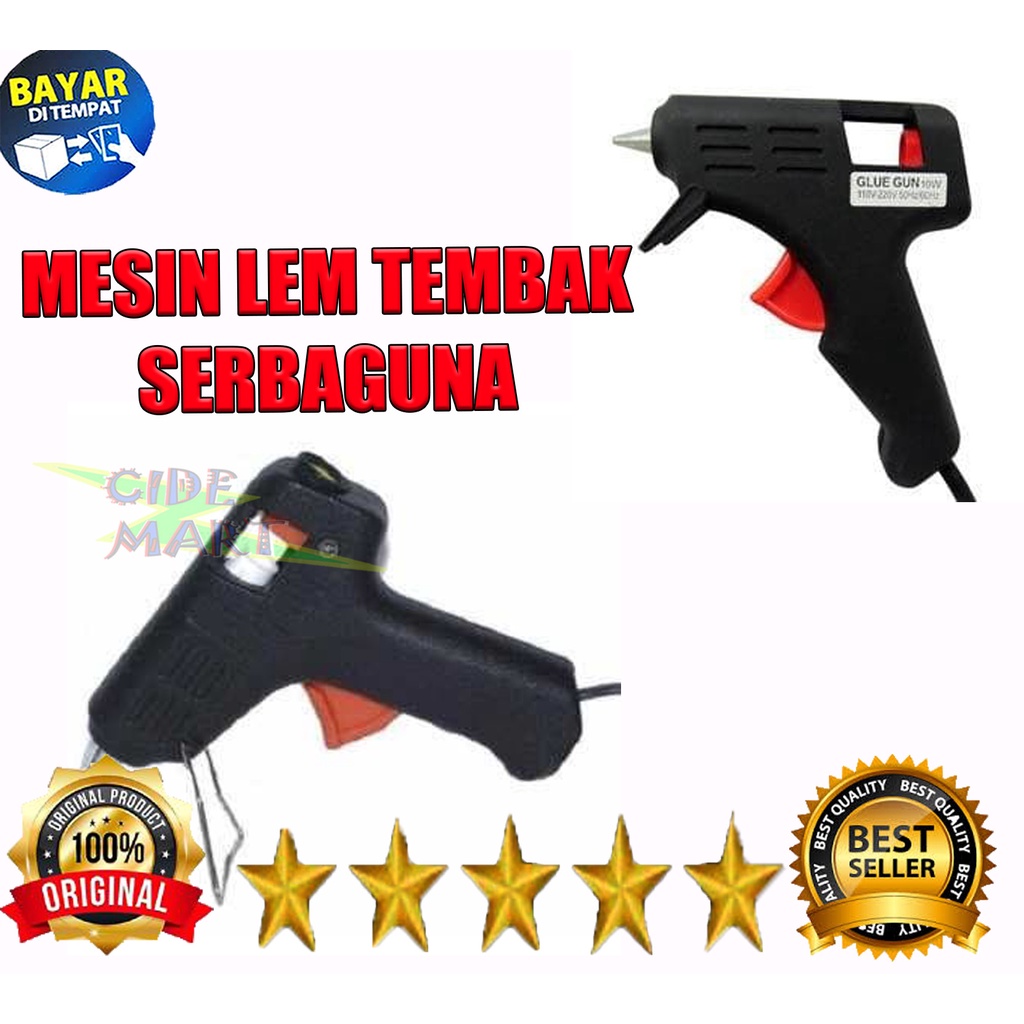 Hot Melt Glue Gun 10 Watt Lem Tembak Pistol Mini 10W 20W Alat Lem Stick Kerajinan Tangan Pita Kain