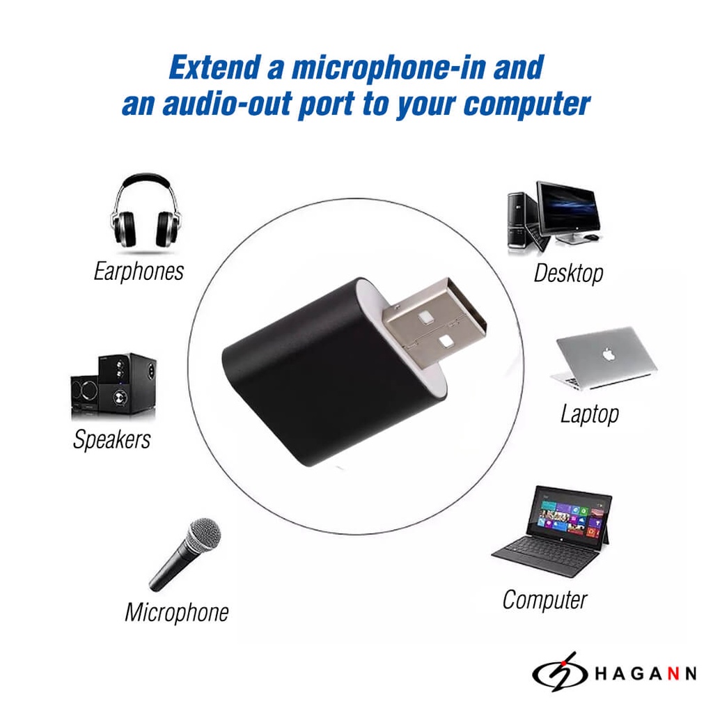 Soundcard 7.1 Converter USB to 3.5mm Aux Mini External Sound Card PC Son Card Audio Komputer Laptop