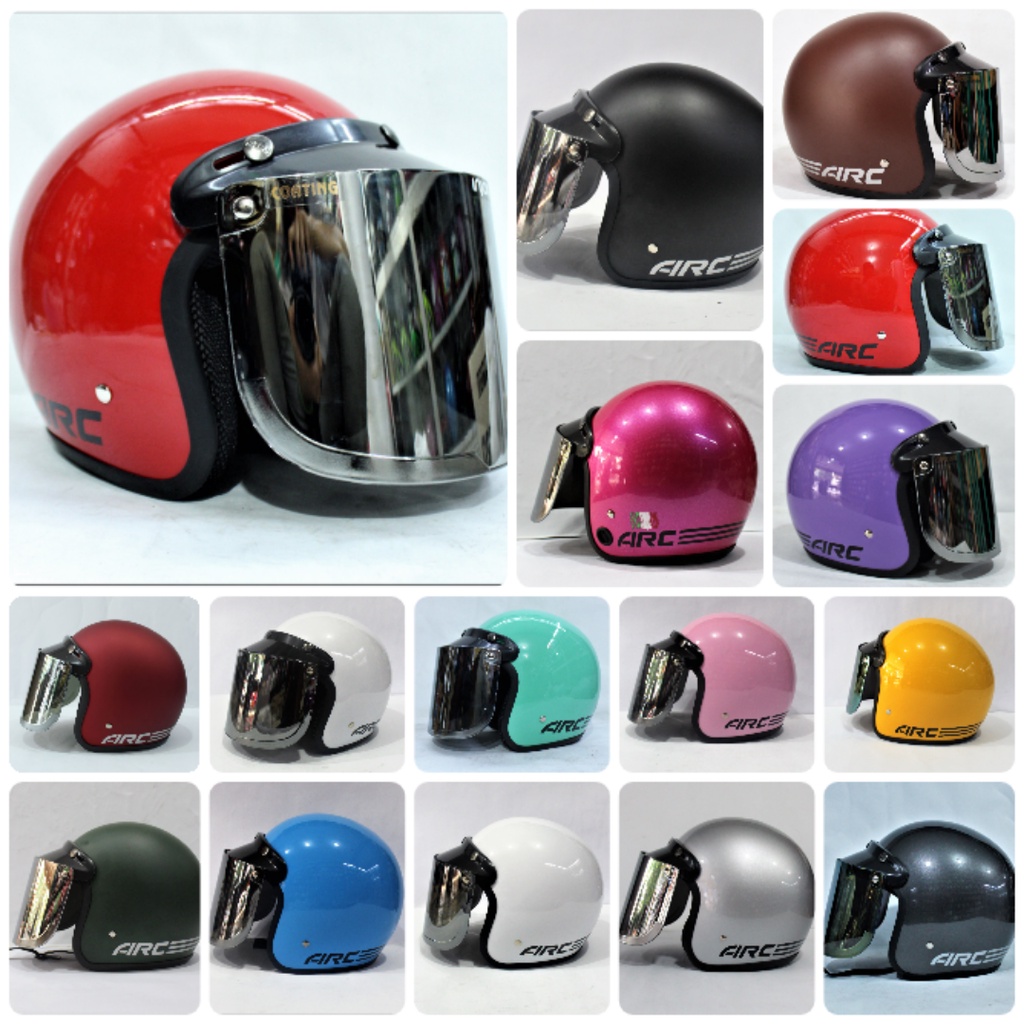 HELM BOGO AIRC KACA DATAR SILVER DEWESA PRIA & WANITA AREA HELM