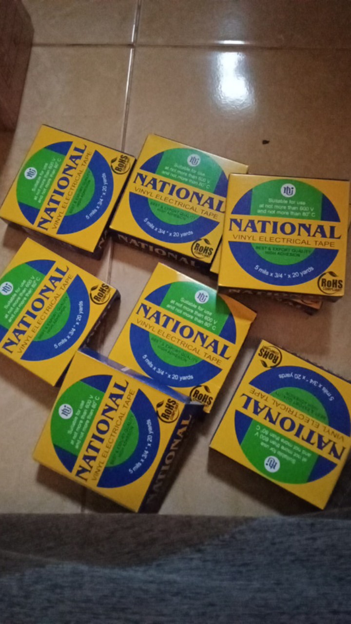 Isolasi Listrik Hitam National 3/4 20 Yards Vinyl Electrical Tape Black Selotip Solasi Nachi