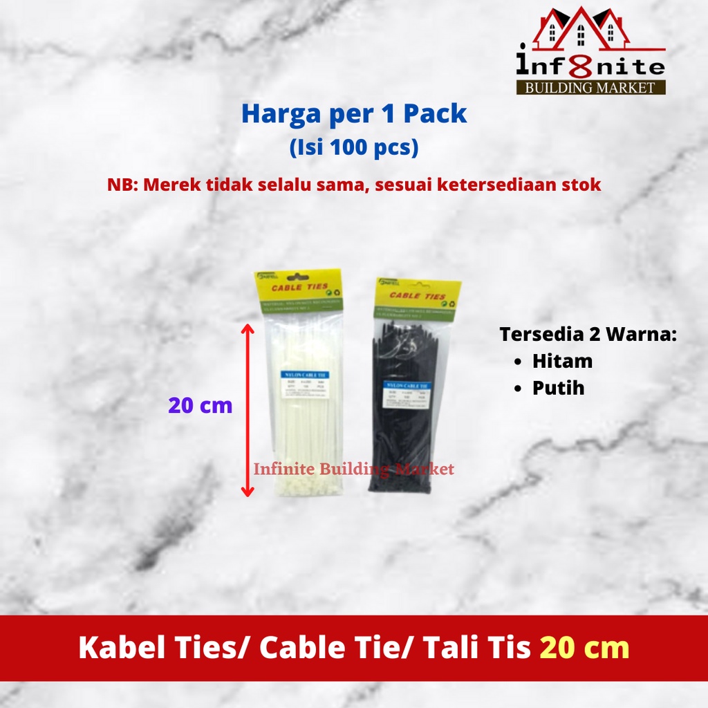 Kabel Ties 20 cm Tali Ripet Nilon Cable Ties Tali Tis Nylon Tebal