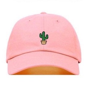 Topi baseball kaktus cream-Kaktus pot pink