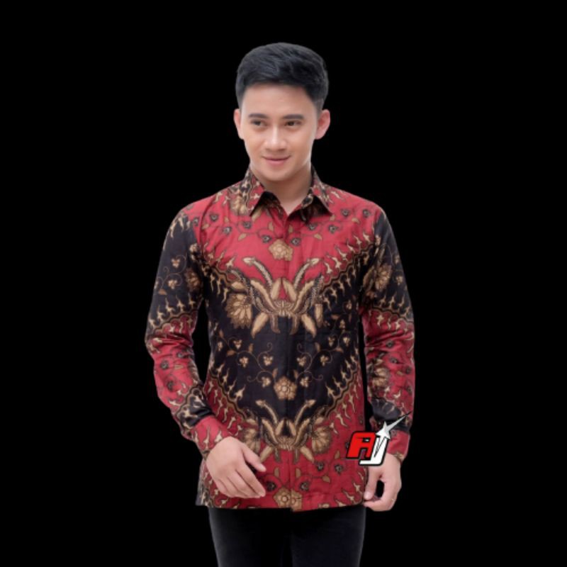 Batik Pria Lengan Panjang BATIK BERKAH HRB026 motif KERATONAN Kode 002 size M L XL XXL Reguler