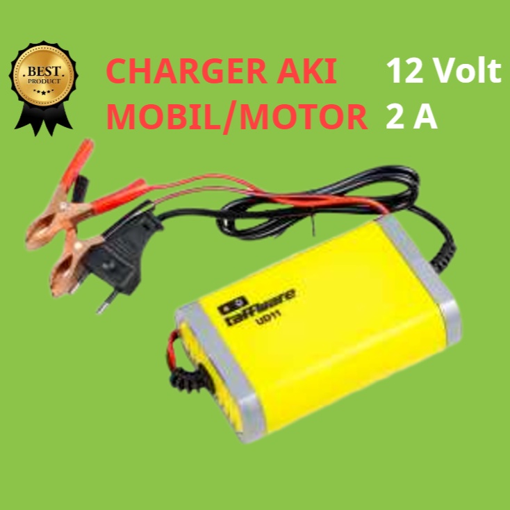 Charger Cas Ces Casan Cesan Carger Aki Mobil Motor Portabel Lead Acid 12V 2A Taffware- UD11