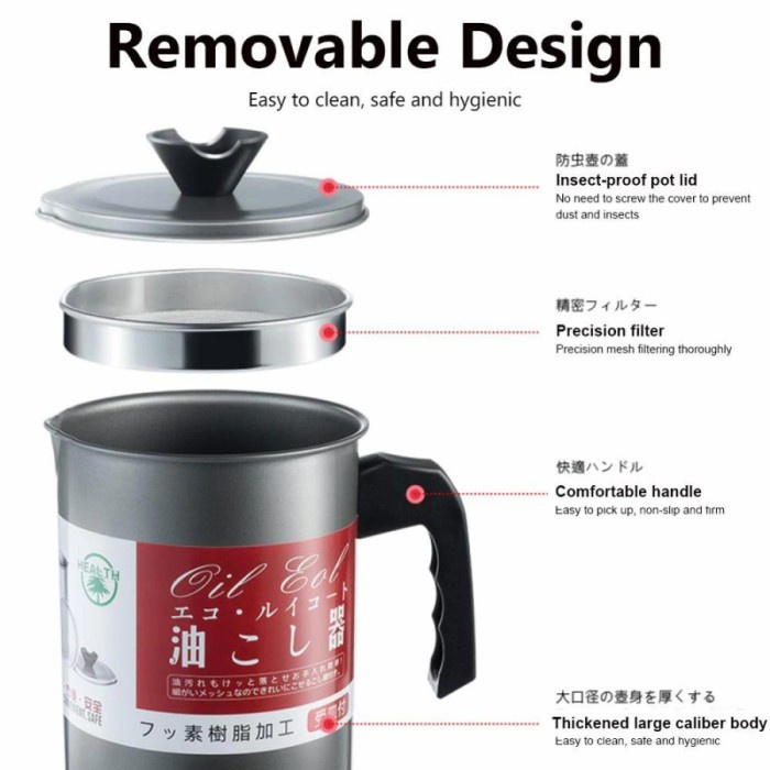 Cooking Oil Storage 1400ml Stainless 304 Saringan Tempat Minyak 1,4 L