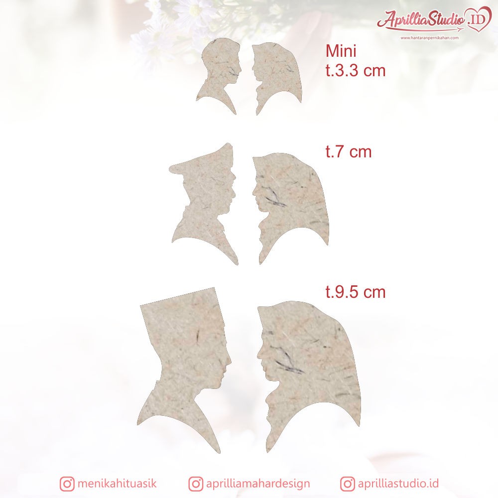 t.3,5 cm Siluet Couple Muslim Mini Kayu MDF  Chipboard