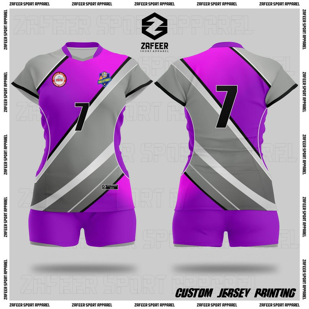 Baju Jersey Kaos Volleyball Voli Cewek Wanita Full Printing Tangan Pendek Stelan Atau Atasan Olahrag