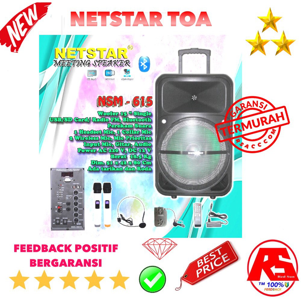 SPEAKER NETSTAR TOA MEETING 15 INCH BLUETOOTH RECORDING