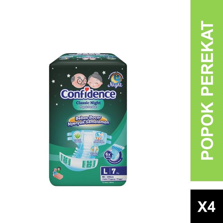 Confidence Classic Night Popok Dewasa L 7 pcs x 4