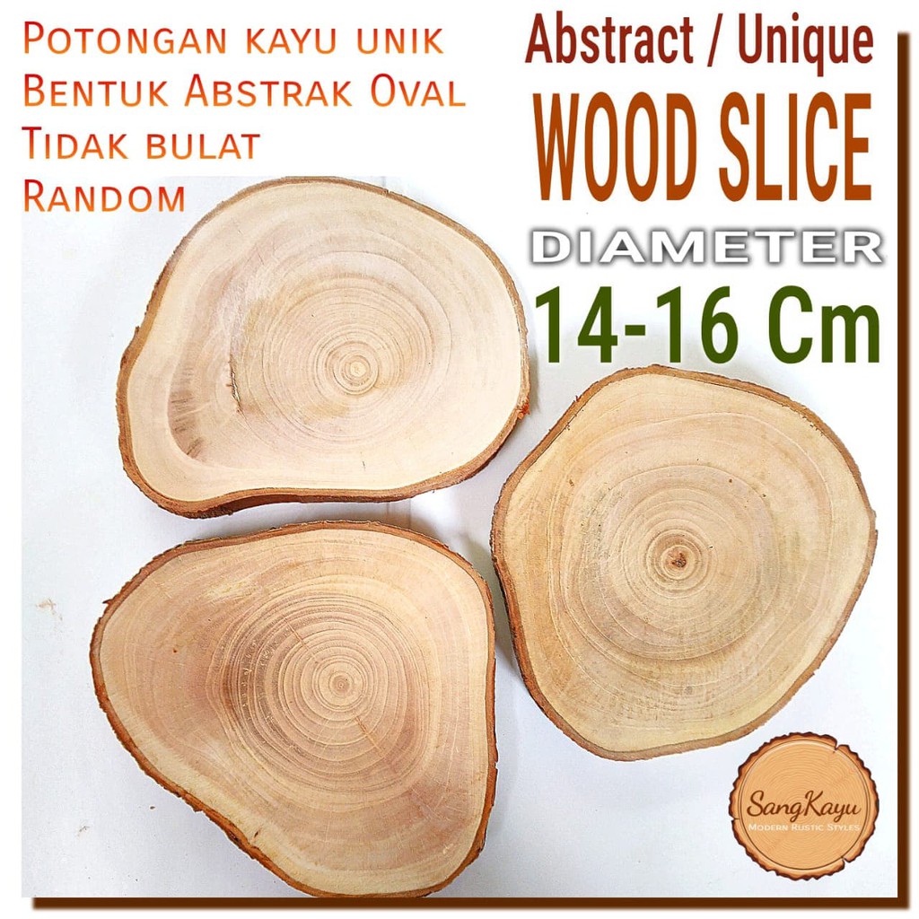 Abstract Wood Slice 14-16cm Potongan kayu unik abstrak nampan talenan