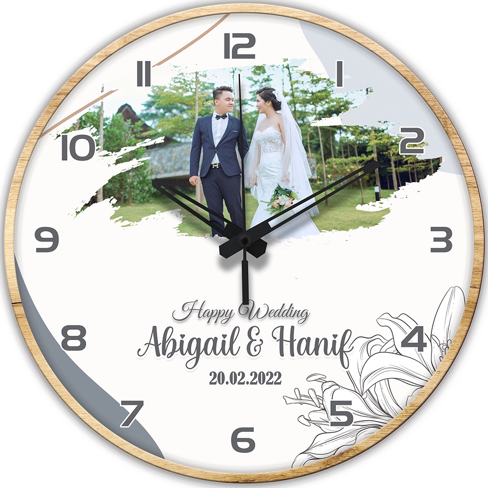 Jam Dinding Bulat Custom Nama Ucapan Wedding Ulang Tahun dll