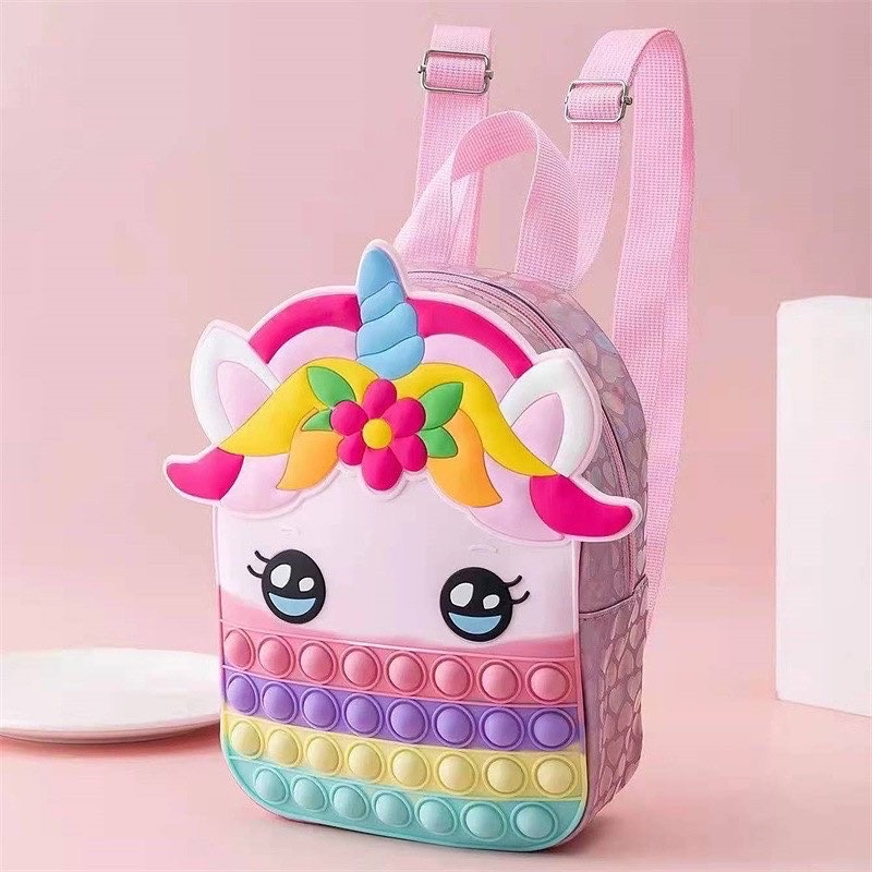 Unicorn Backpack Import Lucu / Tas ransel Anak Perempuan pop it cewek