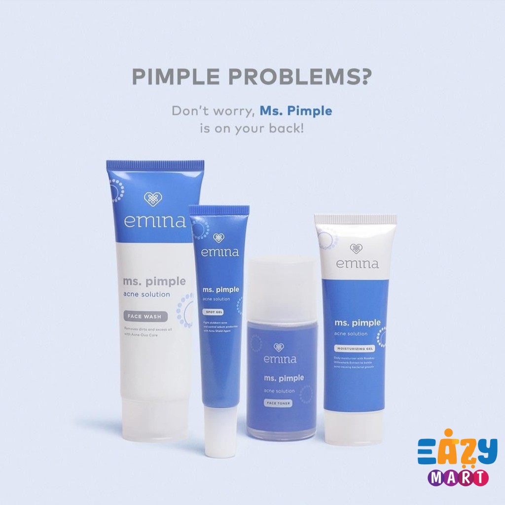 Emina Ms Pimple Acne Solution Series | Face Wash Toner Moisturizing Spot Gel