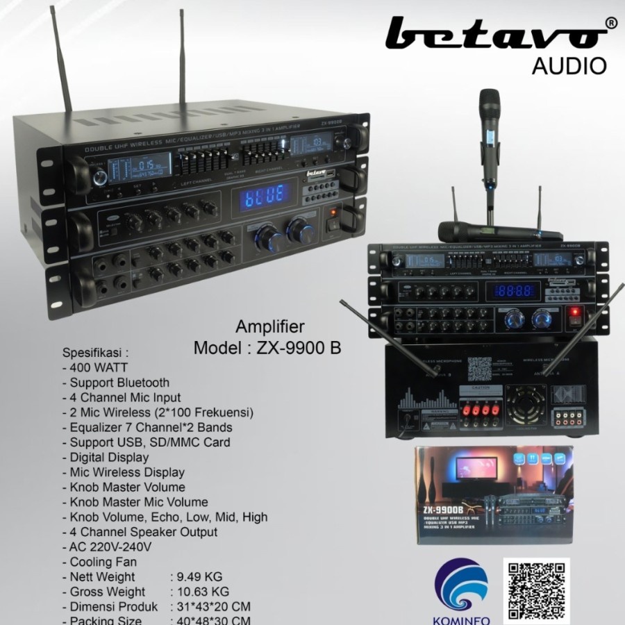 Power Mixer Betavo Zx 9900B plus 2 mic Wireless UHF