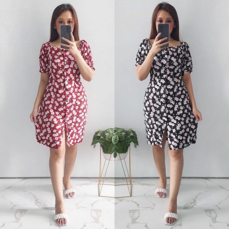 Daster bunga sexy leher belakang berkaret