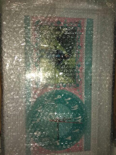 Hiasan Jam Dinding Kaligrafi Ayat Kursi Pink Tosca Frame Ukir Uk 20x40