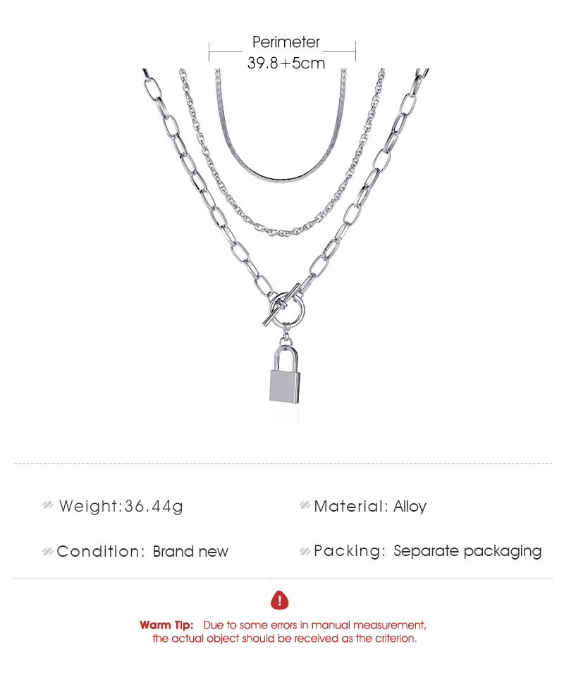 Kalung Liontin Kunci Multi-layer Eropa Dan Amerika Rantai Klavikula Rantai Logam 3 Lapis Antik Aksesoris Fashion Kepribadian Yang Berlebihan